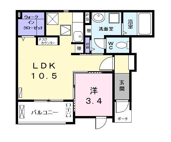 ブローテ KW(1LDK/1階)の間取り写真