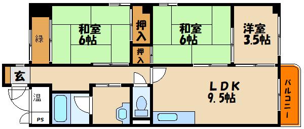 メゾン西明石(3DK/4階)の間取り写真