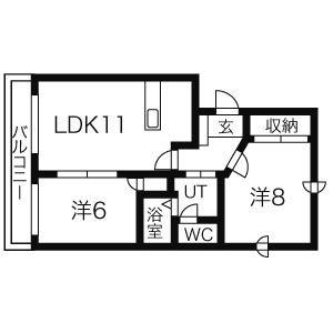 ショパンシャトー山の手(2LDK/1階)の間取り写真