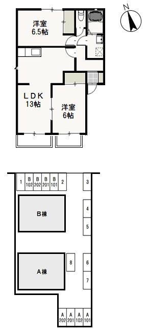 コーポ柴B(2LDK/2階)の間取り写真
