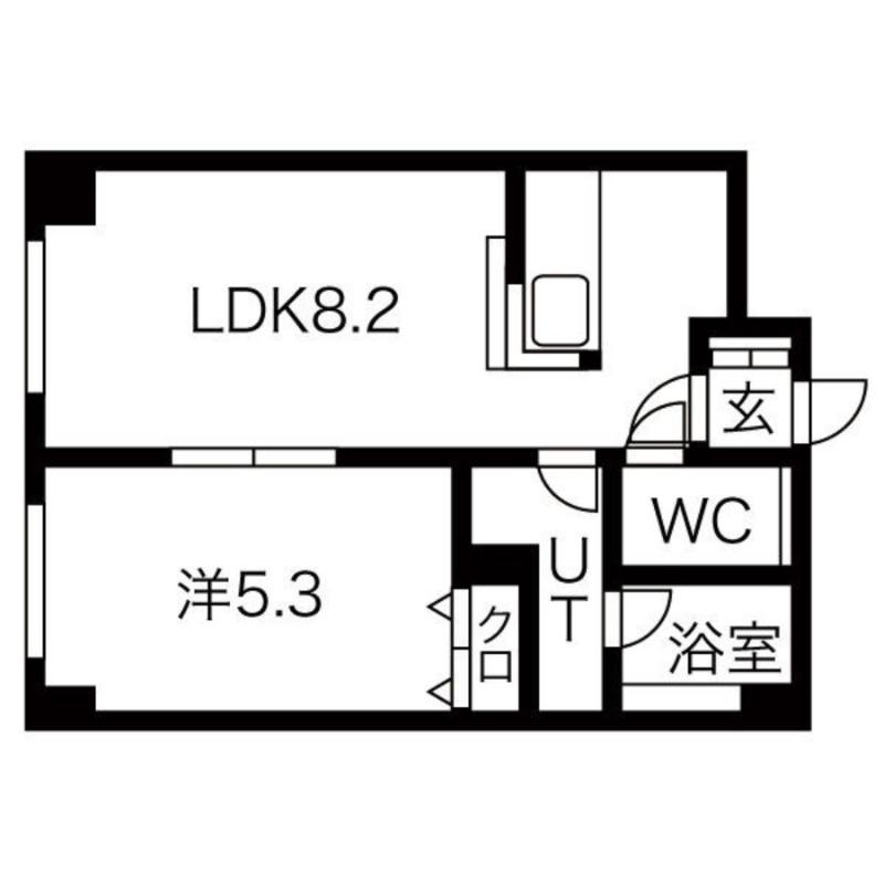 ラ・アムール白石(1LDK/3階)の間取り写真