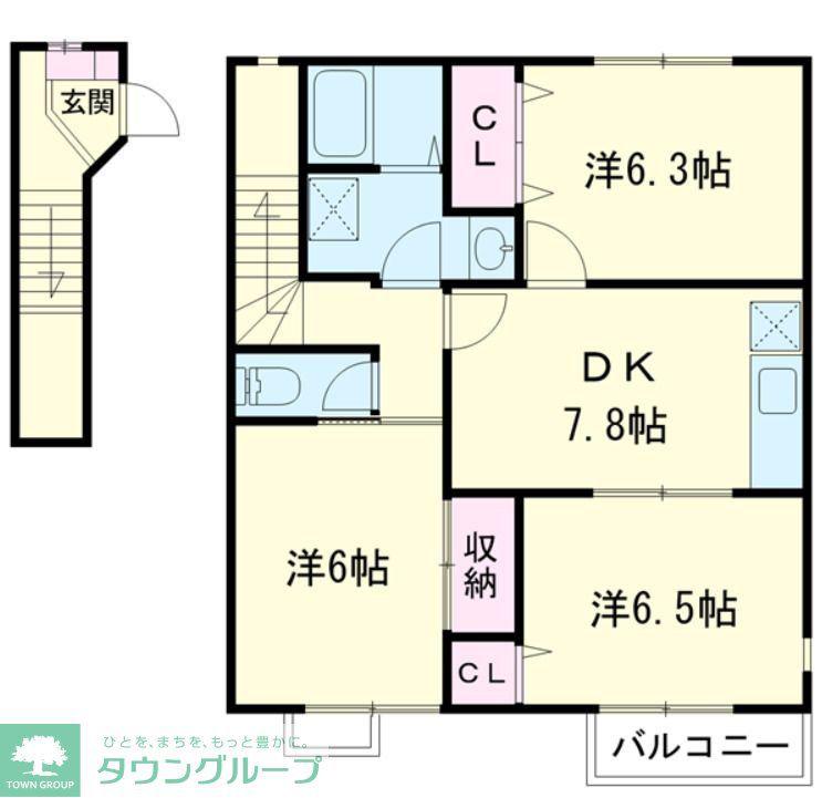 ラルジュII(3DK/2階)の間取り写真