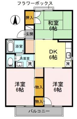 セジュール東落合(3DK/1階)の間取り写真