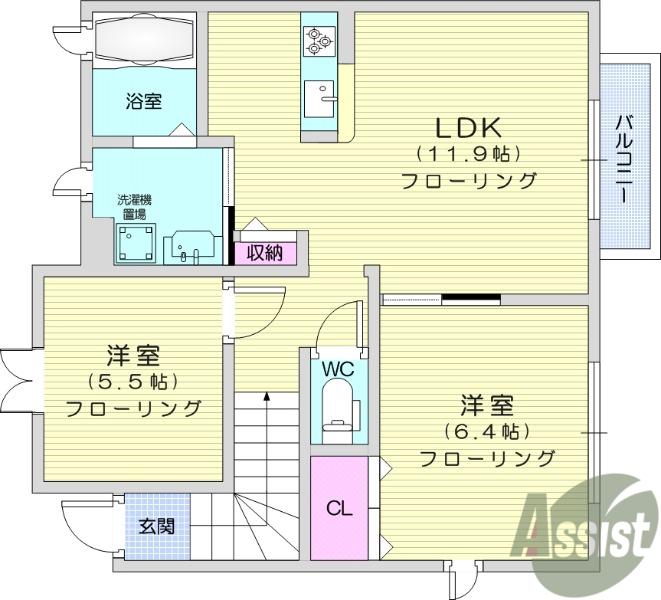 フォーレストタウンⅠ(2LDK/2階)の間取り写真