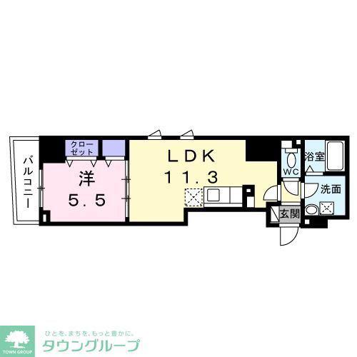 ロータス ザ・レジデンス入谷(1LDK/6階)の間取り写真