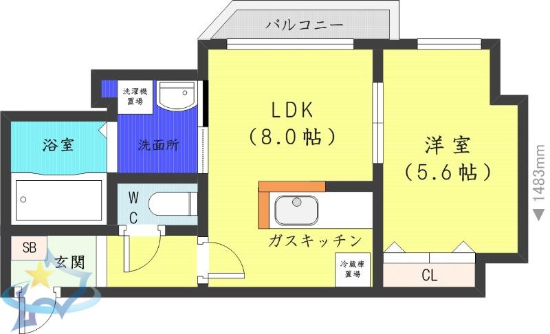 オリエントステージ表参道(1LDK/3階)の間取り写真