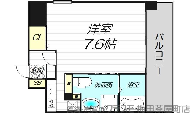 ジュネーゼ京町堀パークサイド(1K/3階)の間取り写真