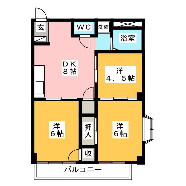 和希チヨダ(3DK/2階)の間取り写真