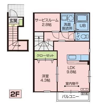 グリーンヒルズ大堤B棟(1SLDK/2階)の間取り写真