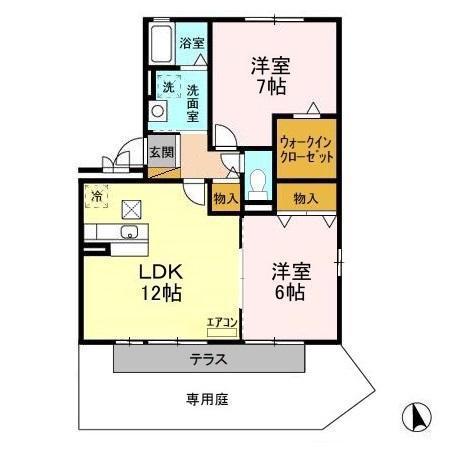 ヒルサイドコート参番館(2LDK/1階)の間取り写真