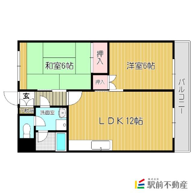長門石OCビル(2LDK/1階)の間取り写真