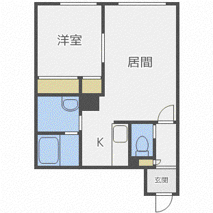 ルミエール南郷通B(1LDK/2階)の間取り写真