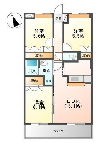 ベル・グラース(3LDK/2階)の間取り写真
