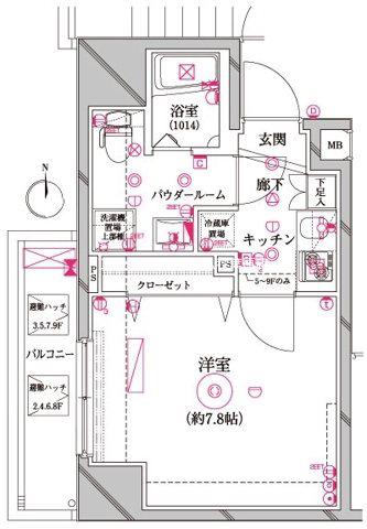 レアライズ入谷(1K/5階)の間取り写真