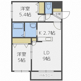 LA CAUSA N22(2LDK/4階)の間取り写真