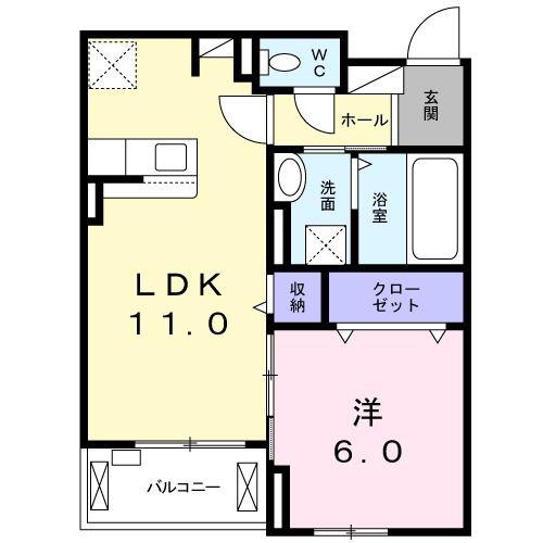 リアン ボヌール 鶴見緑地(1LDK/3階)の間取り写真