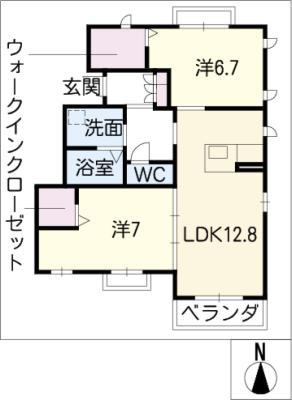 グレイスリリー(2LDK/2階)の間取り写真