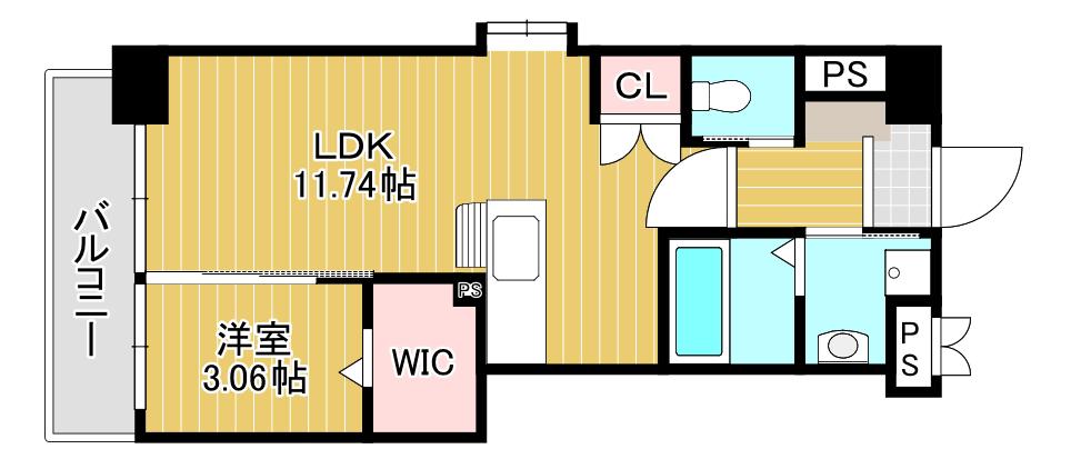 スマート到津(1LDK/5階)の間取り写真