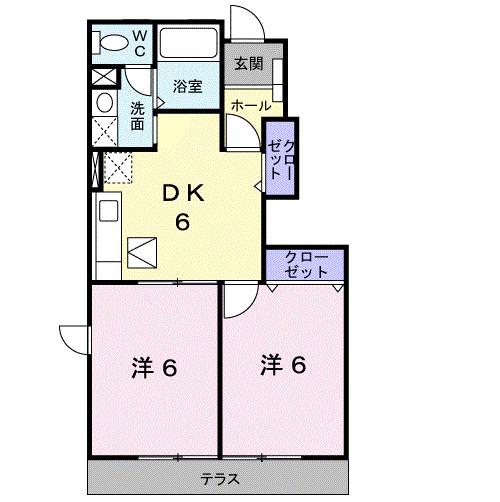翠光II(2DK/1階)の間取り写真