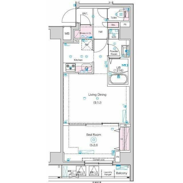 GENOVIA南千住VIII(1LDK/8階)の間取り写真