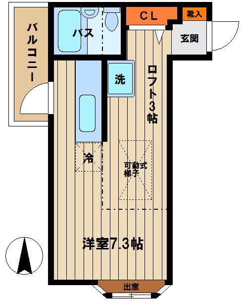 ファレエイフク(ワンルーム/2階)の間取り写真