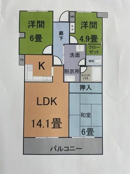 シャトレ御棚(3LDK/3階)の間取り写真