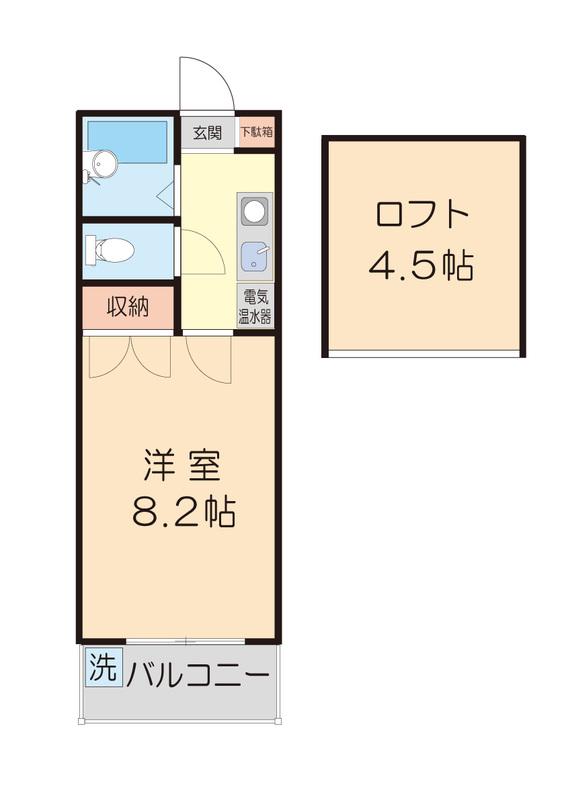 フラットウエストⅡ(1K/2階)の間取り写真