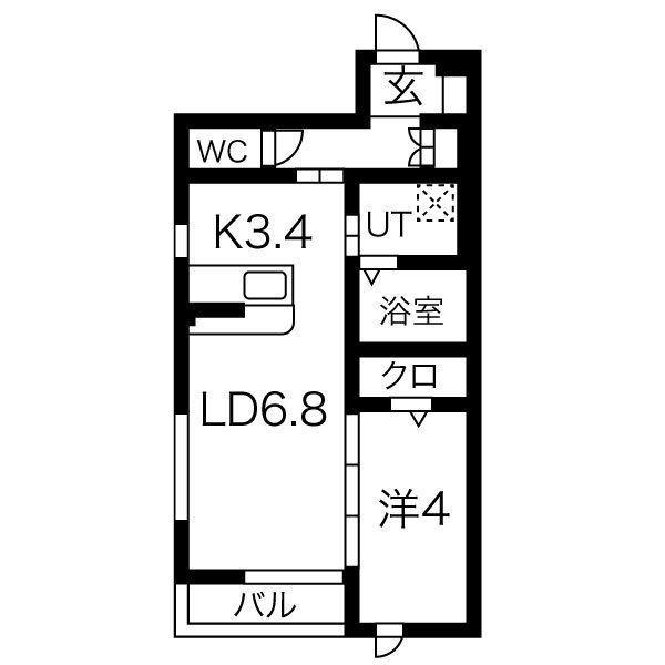 シエリア(1LDK/1階)の間取り写真