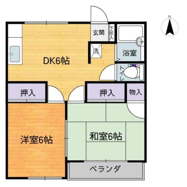 イトーキハイツA棟(2DK/2階)の間取り写真