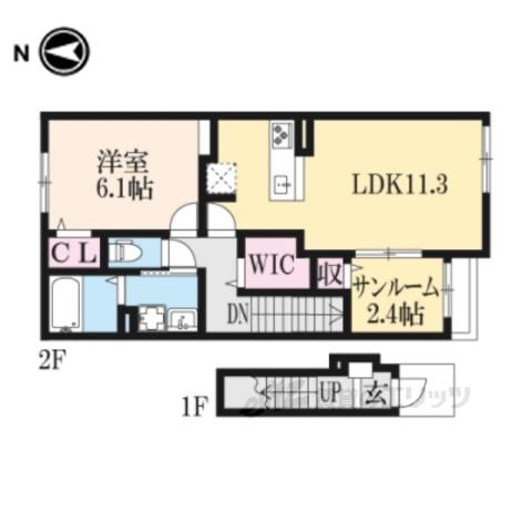 REGULUS(1LDK/2階)の間取り写真