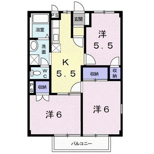 サンリバー21(3K/2階)の間取り写真