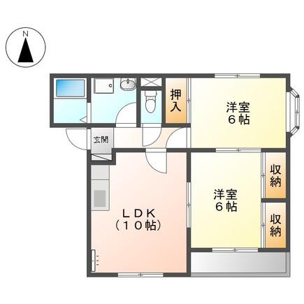 サニーパレス北野 C(2LDK/2階)の間取り写真