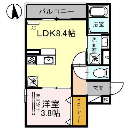 THE CROSS(1LDK/1階)の間取り写真