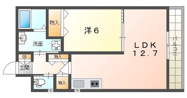 メゾンレヴナ木田町(1LDK/1階)の間取り写真