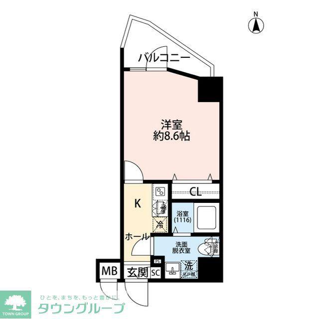 プレール・ドゥーク西新井(1K/8階)の間取り写真