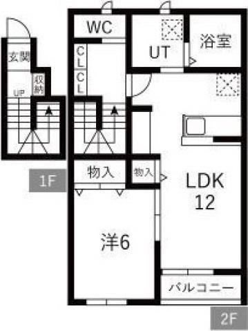 パークハイム中一の沢(1LDK/2階)の間取り写真
