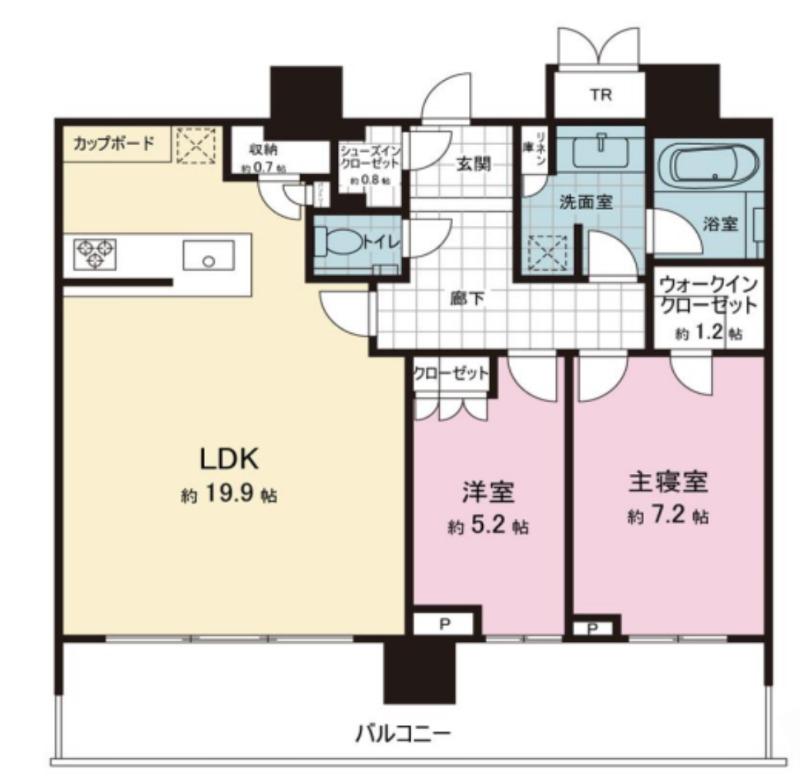 パークシティ武蔵小山ザタワー(2LDK/28階)の間取り写真