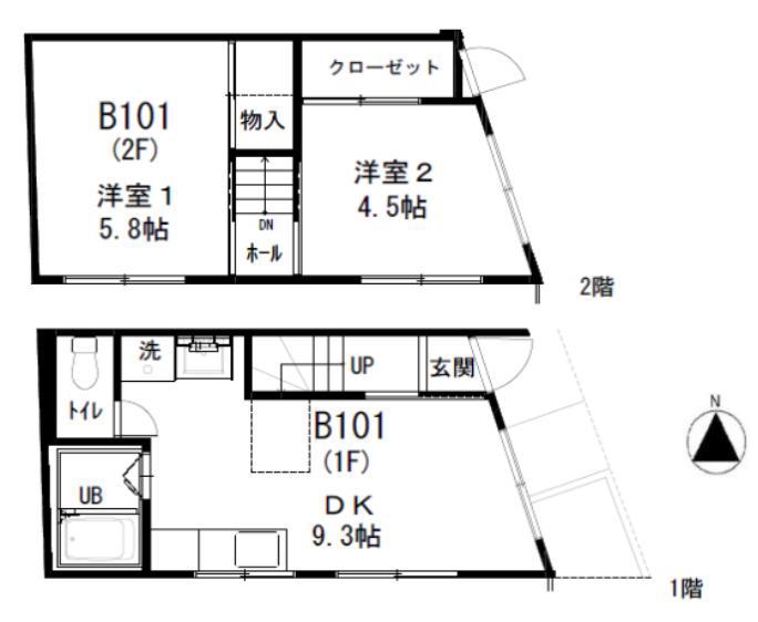 ノベラ篠原北町(2DK/1階)の間取り写真