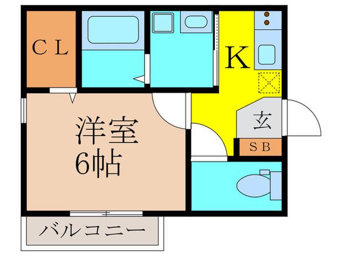 COLABO住吉駅前サウス(1K/2階)の間取り写真