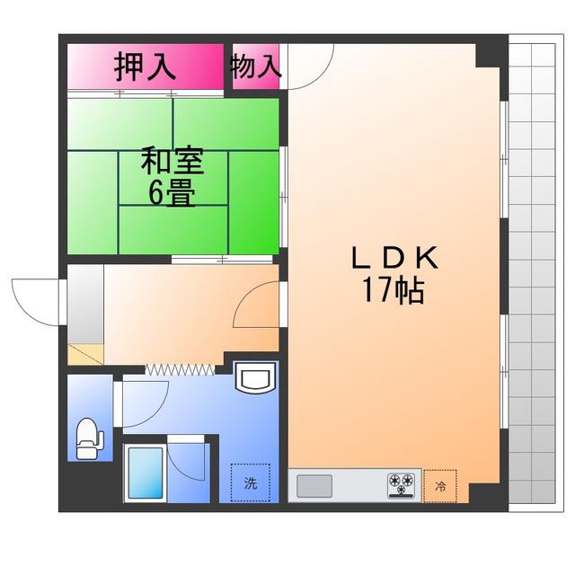 ロータスプラザ(1LDK/4階)の間取り写真