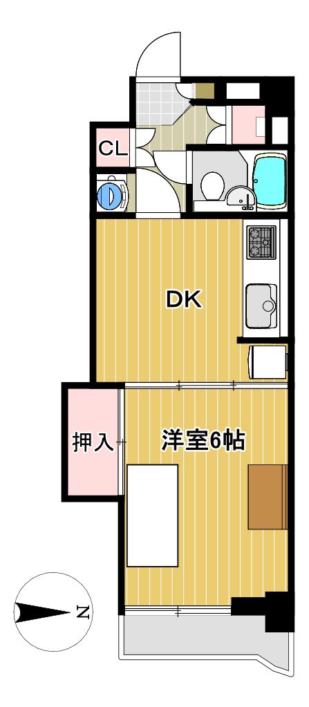ライオンズマンション中央(1DK/5階)の間取り写真