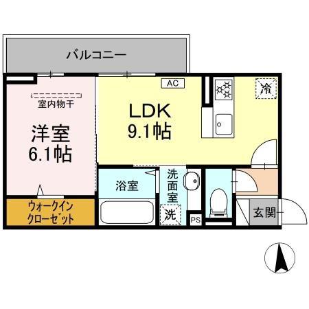 NEXUS D-ROOM笹部II(1LDK/3階)の間取り写真