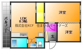 ゆめハイツ(1LDK/2階)の間取り写真