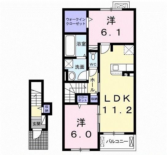 コスモス J(2LDK/2階)の間取り写真