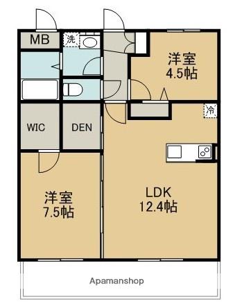 ラグゼナ千現(2SLDK/1階)の間取り写真
