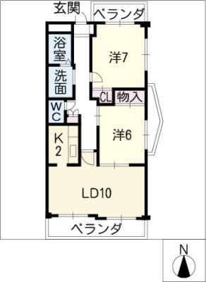 HAST御器所(2LDK/2階)の間取り写真