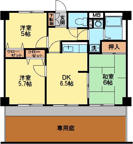 ポモドーロ金沢文庫(3DK/1階)の間取り写真