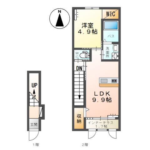 コンフォルタ大和(1LDK/2階)の間取り写真