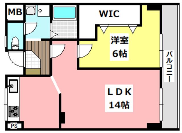 大神ハイツ(1LDK/6階)の間取り写真