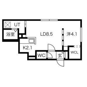 リヴィースハッサム(1LDK/1階)の間取り写真